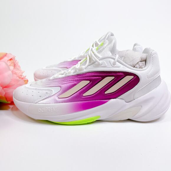 Adidas Ozelia Originals Lace Up Running Shoes White Signal Green size 5.5 NEW - Picture 6 of 12